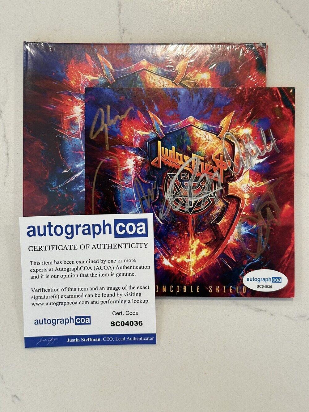 Judas Priest Invincible Shield SIGNED CD Art Card COA ACOA AUTOGRAPHED NEW #2